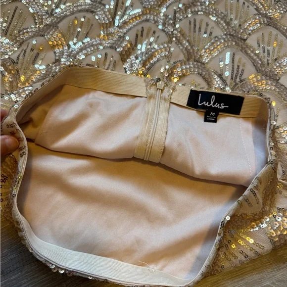 Lulu's Gold Embellished Pencil Skirt-Size M - Picture 9 of 11